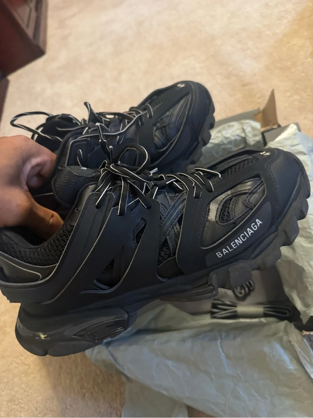 Balenciaga Track Sneakers - All Black Size 45 - Box & Dust Bags - Picture 1 of 6